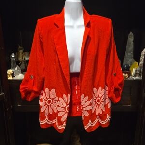 Red Floral Blazer